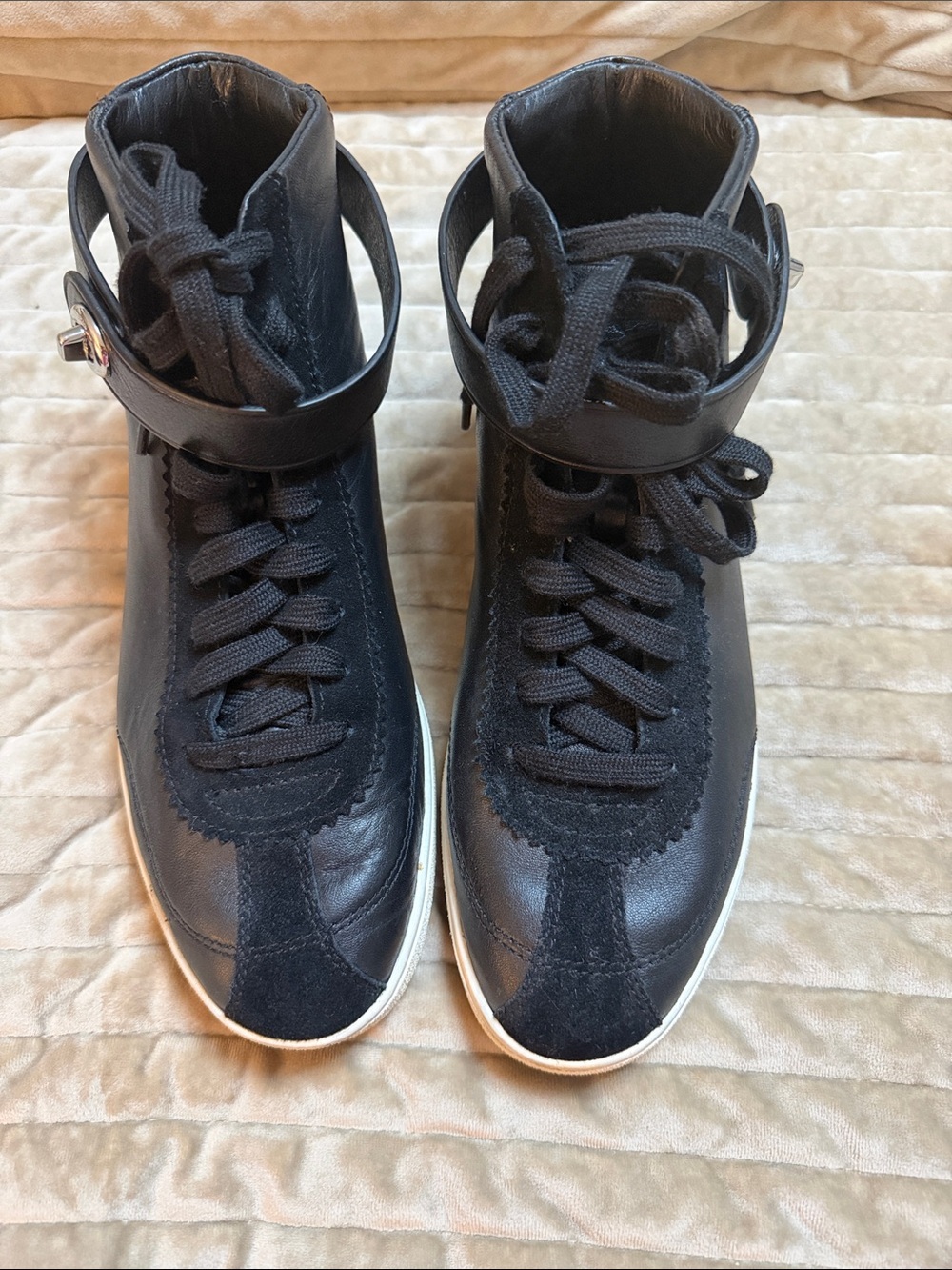 Coach Black Leather High-Top Sneaker